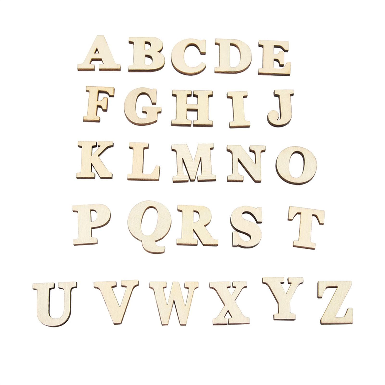 Wooden Self adhesive Numbers Letters for DIY Art Crafts Decor Children Gift (Letters A-Z)
