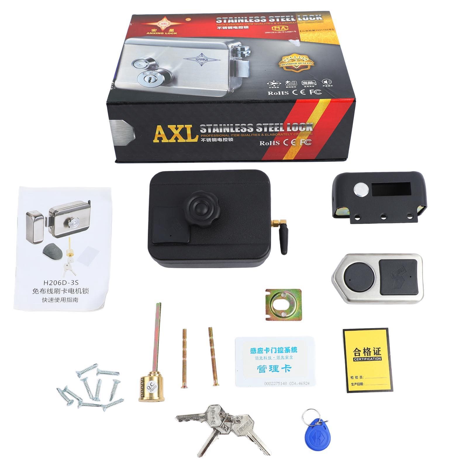 Electronic Intelligent Door Lock Stainless Steel Rust Proof Card Security Access Control System for black