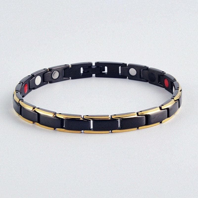 Magnetic Therapy Bracelet for Women Men Magnetic Bracelet Lymph Detox Weight Loss Sleep Aid Bracelet Health Care Jewlery gold/black