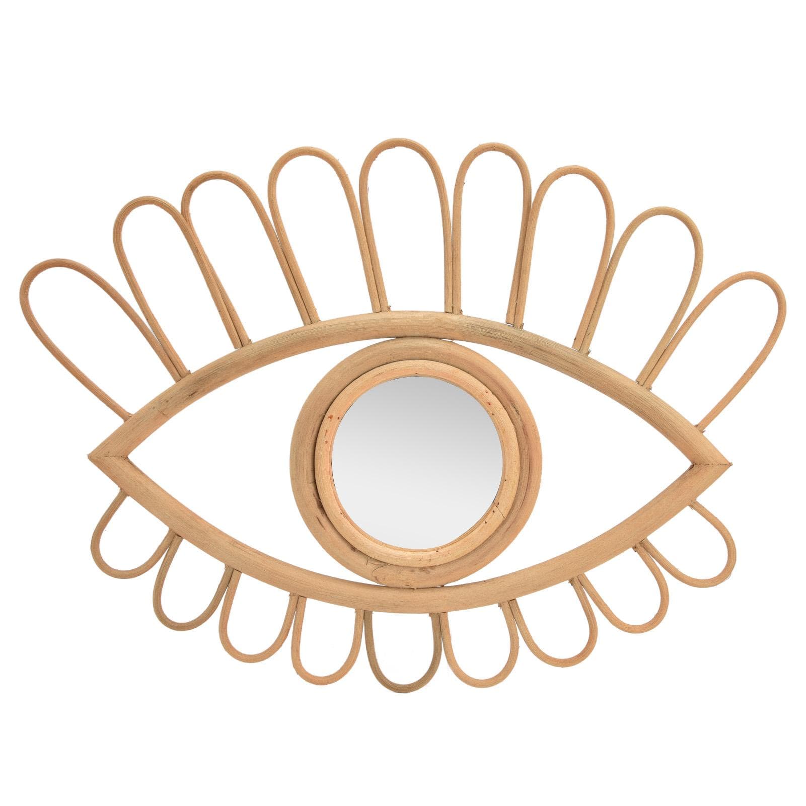 Rattan Eye Wall Mirror Hand Woven Innovative Art Dressing Makeup Bathroom Hanging Decoration