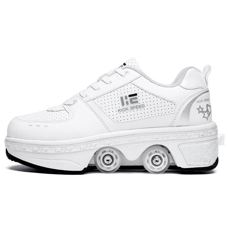 Runaway Shoes Children's Roller Skates Four-wheel Skates Can Be Accepted Skating Roller Skates Double Row Deformation Shoes 42