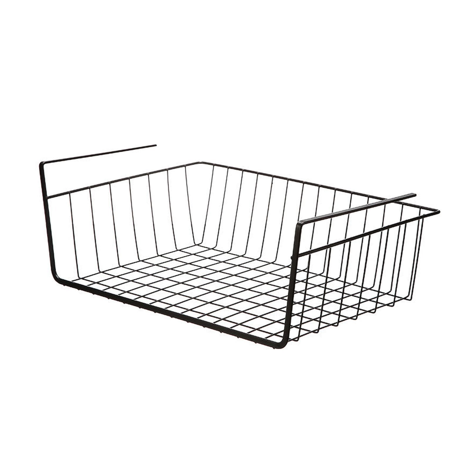 Under Shelf Basket Space Saving Hanging Shelf Iron Wire Basket Under Cabinet Shelf Basket Organizer black