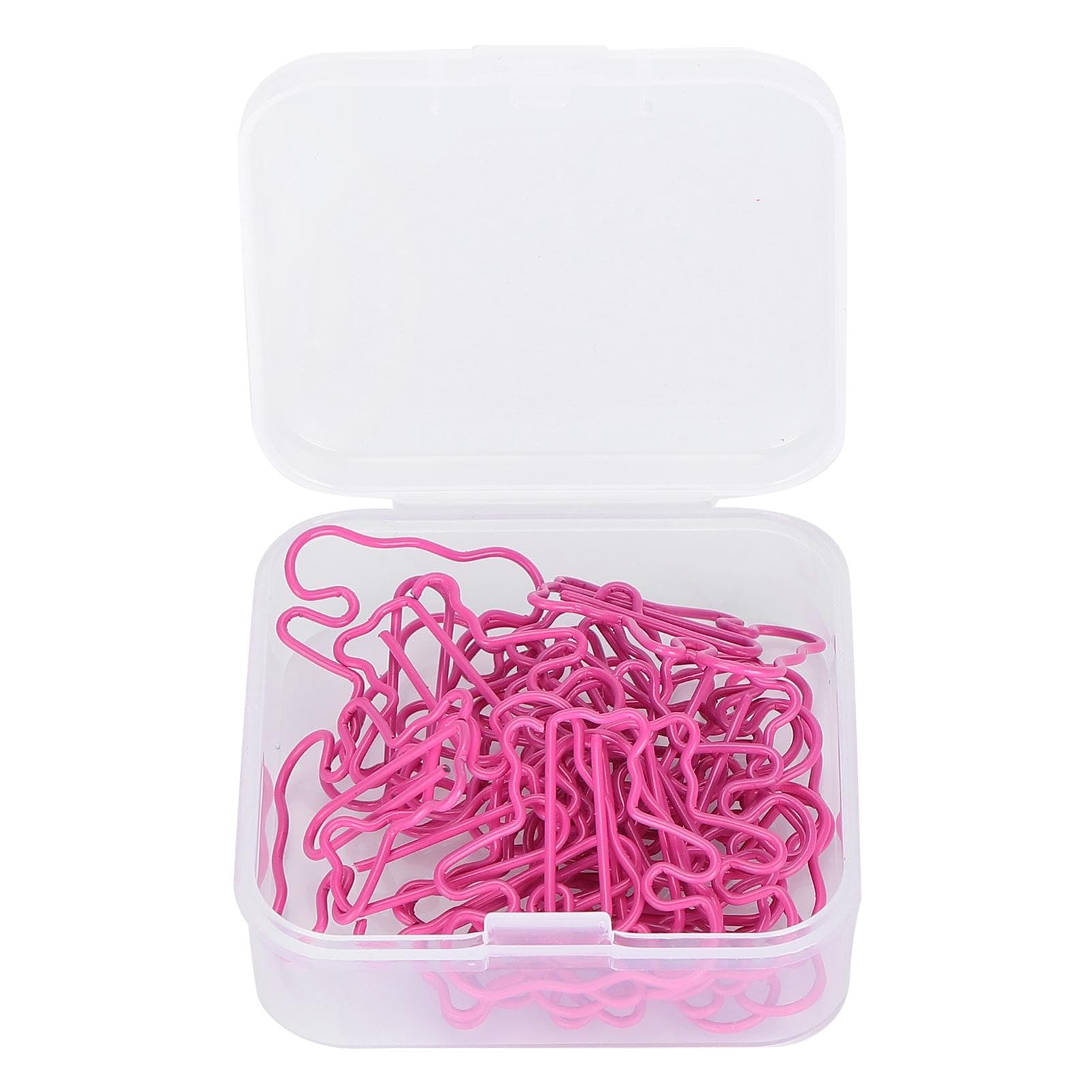 20PCS Mini Plastic Coated Wire Paperclip Bear Shape Bookmark Clip File Notebook HolderRose Red rose red