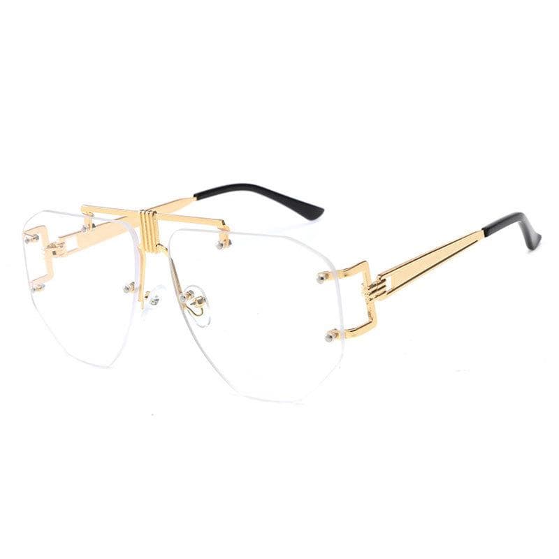Irregular Style Fashion Sunglasses UV400 Unisex Rimless Alloy Designer Glasses for Women Men