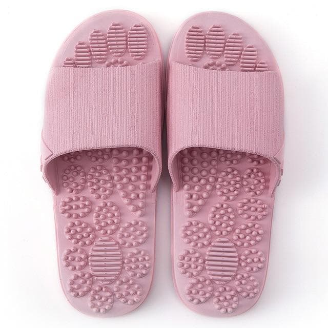 Massage Slippers Indoor Non-slip Slippers Unisex Solid Soft Bottom Couple Slippers Home Sandals Men Massage Point 36-37 pink