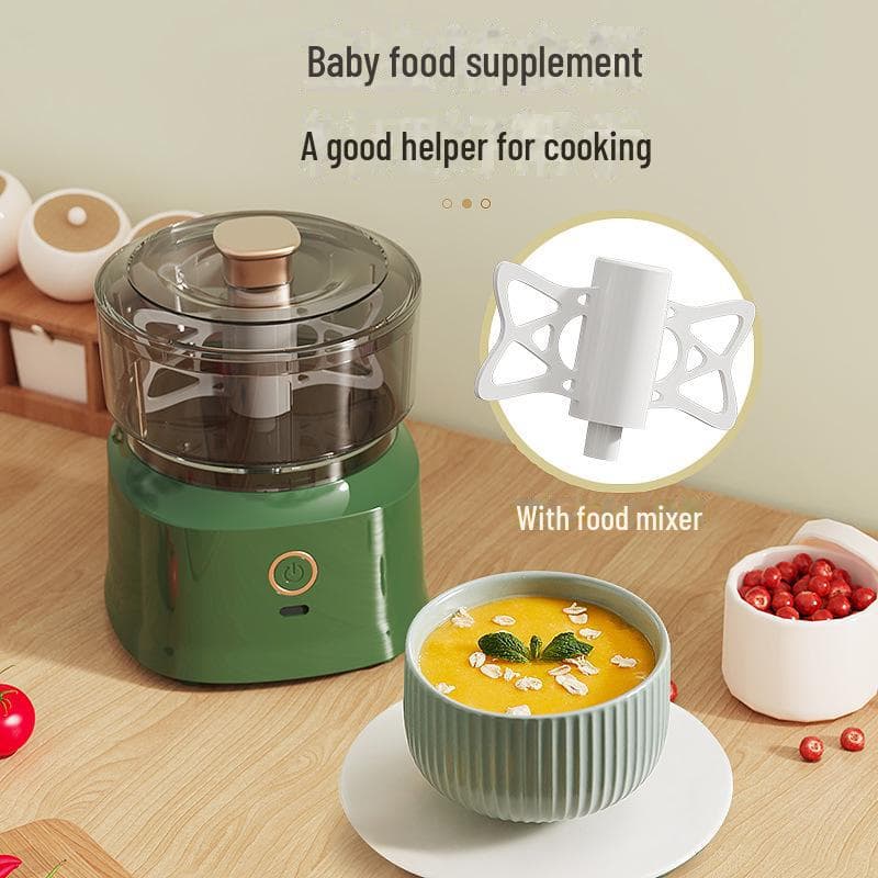 Wireless Multi-Function Kitchen Grinder: Electric Garlic Pounder & Baby Food Processor Basic - Rechargeable [Press & Hold] No Plating dark green