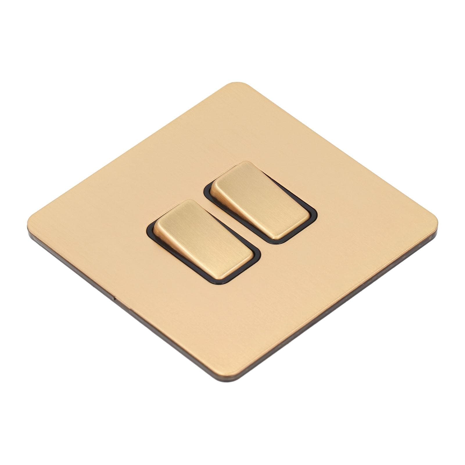Modern Panel Switch 2 Gang PC Base Stainless Steel Gold Plate Switch for Household Appliances