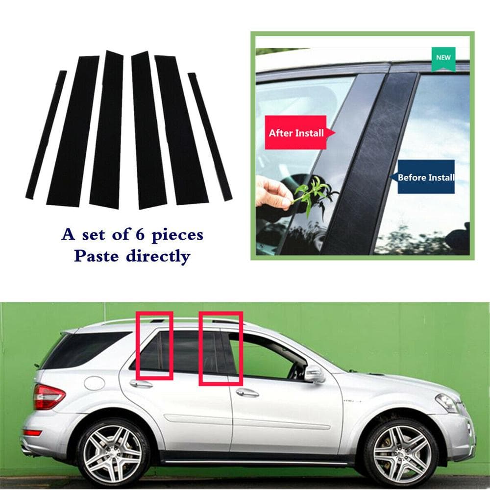 6 Pcs Car Door Pillar Post Trim Cover For Mercedes Benz ML350 ML550 W164 2006-11