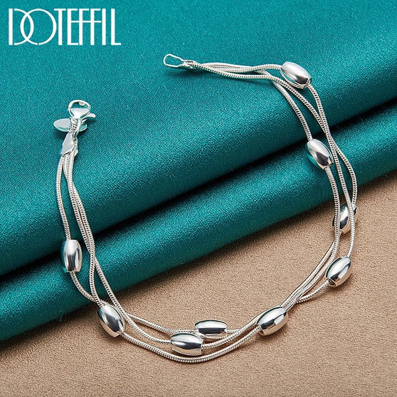 Fashion Jewelry Three Snake Chain 925 Sterling Silver Wedding Bracelet 20cm