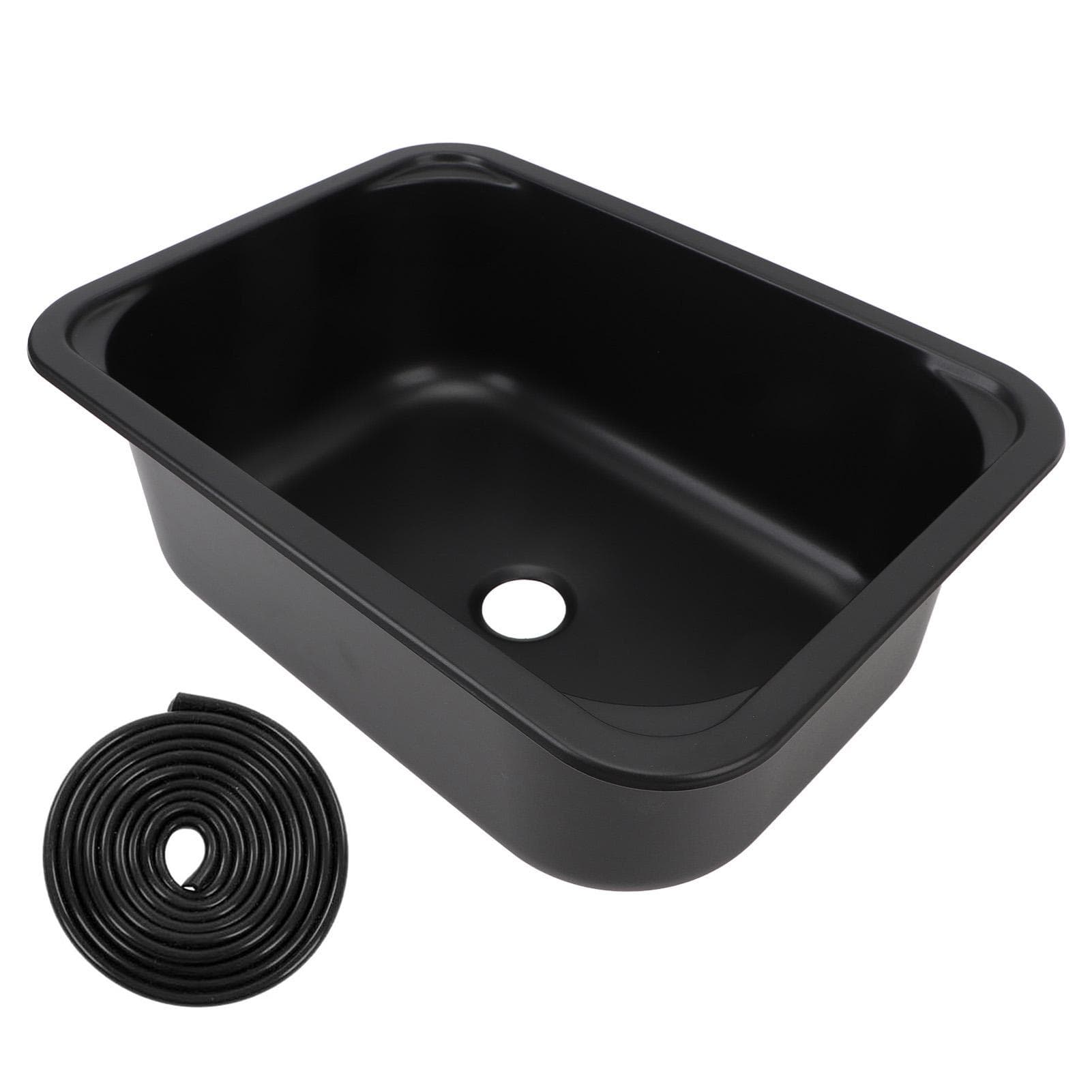 RV Sink 12L Capacity 15 X 11 X 5.7in Single Bowl Stainless Steel Sink with 40mm Drain Hole for Boat