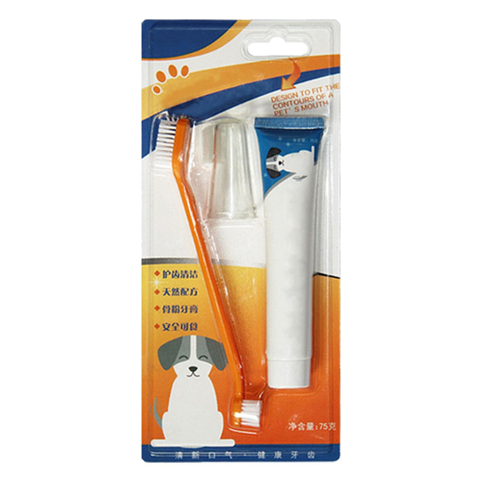 Pet Toothpaste and Toothbrush Set Teeth Cleaning Healthy Portable Pets Dental Kit for Dogs and Cats
