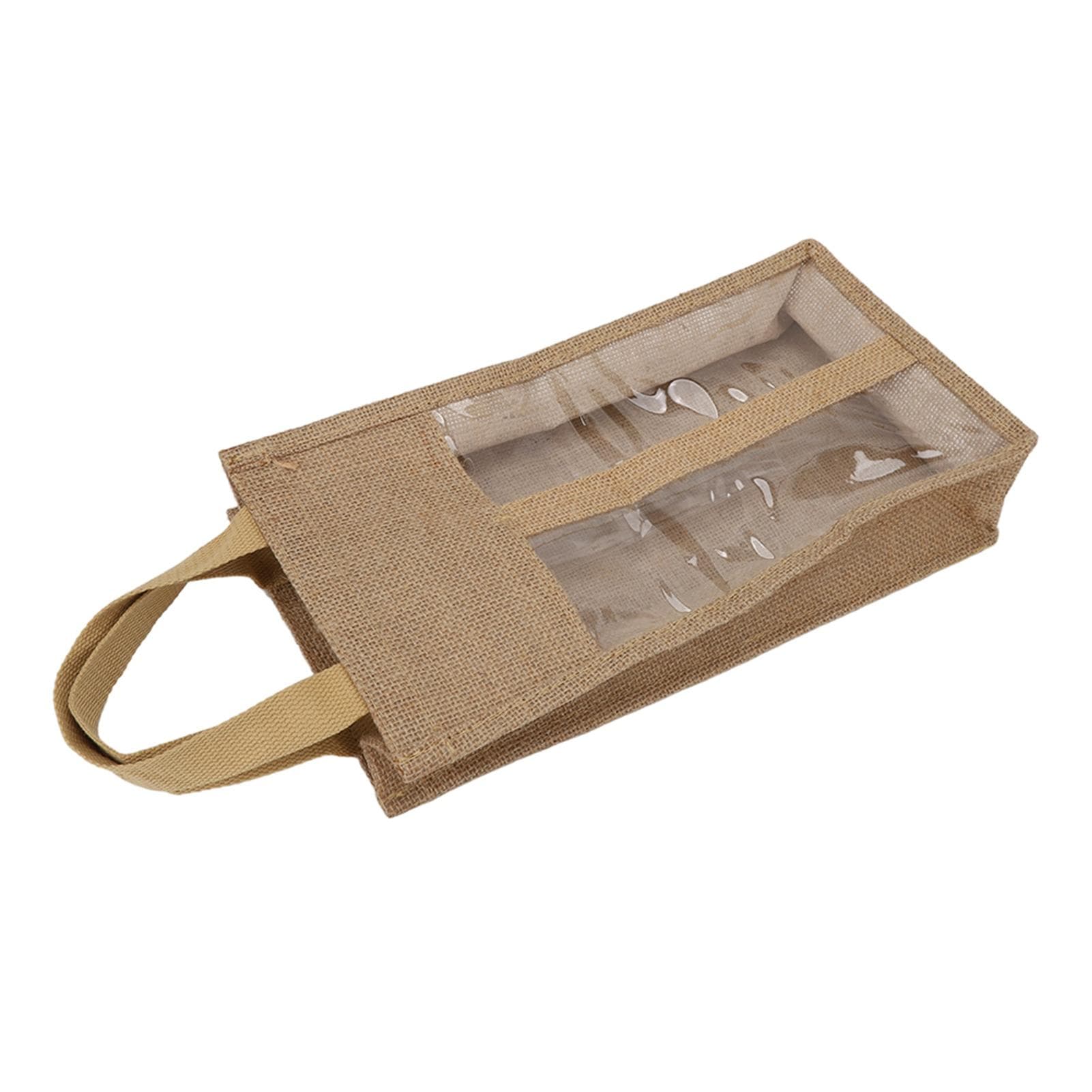 Jute Wine Bag Tote Portable Elegant Wine Bottle Gift Bag with Handle for Valentines Christmas