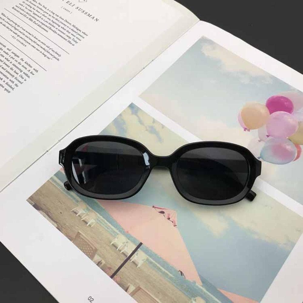Korean Retro Sunglasses UV400 Protection Sun-Protective Outdoor Black Shades for Women Men
