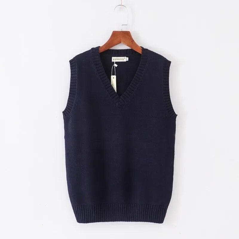 Solid Knitted Sweater Vest Women Fashion V-neck Office Lady Knitwears Autumn And Winter Sleeveless Women Vests Sweaters 29875 L ultra