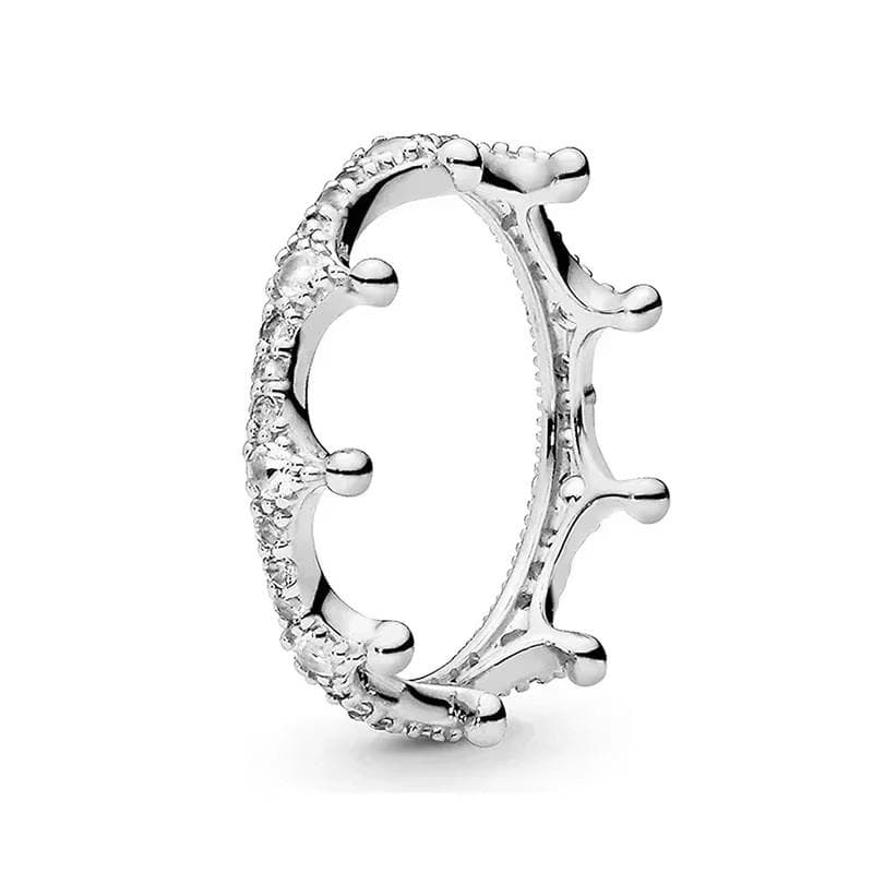 925 Sterling Silver Classic Dazzling Crown Round Hearts Ring Exquisite Women's Light Luxury Charm Ring Jewelry Gift 9&cubic zirconia silver
