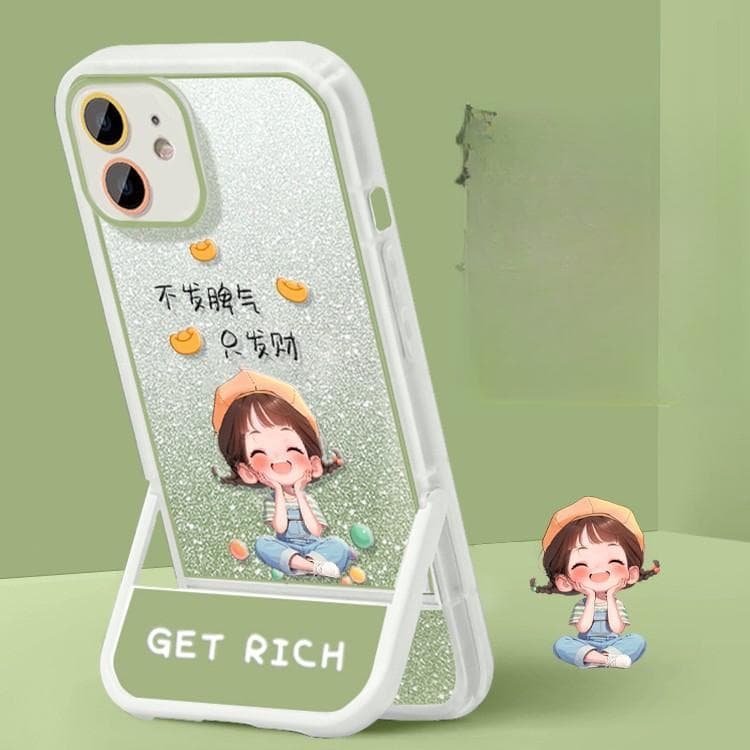 Cute Girl Suitable for 16promax IPhone Case Iphone15 Bracket 14 Glitter Powder 13/12/11 Silicone Redmi K50/K50 Pro