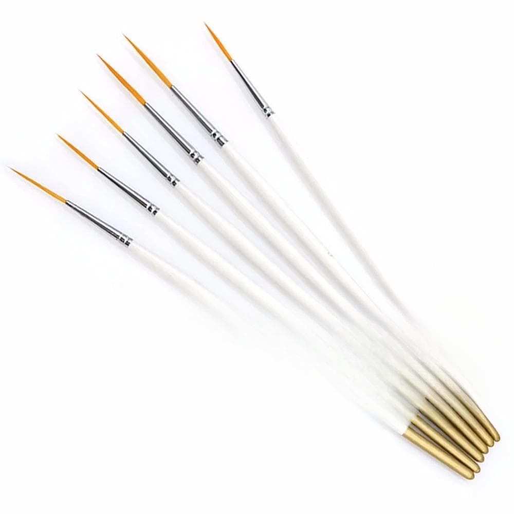 Hot 6Pcs/Set Nylon Hair Round Paint Brush Hook Line Pen Artist Draw Painting Craft white