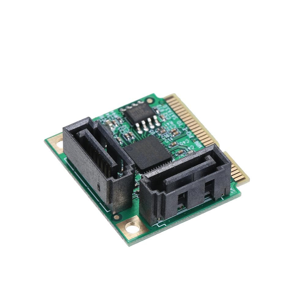 Mini PCI-E to 2 Ports SATA3 Adapter Card SATA3.0 Expansion Card Mini Size High Speed Transmission green