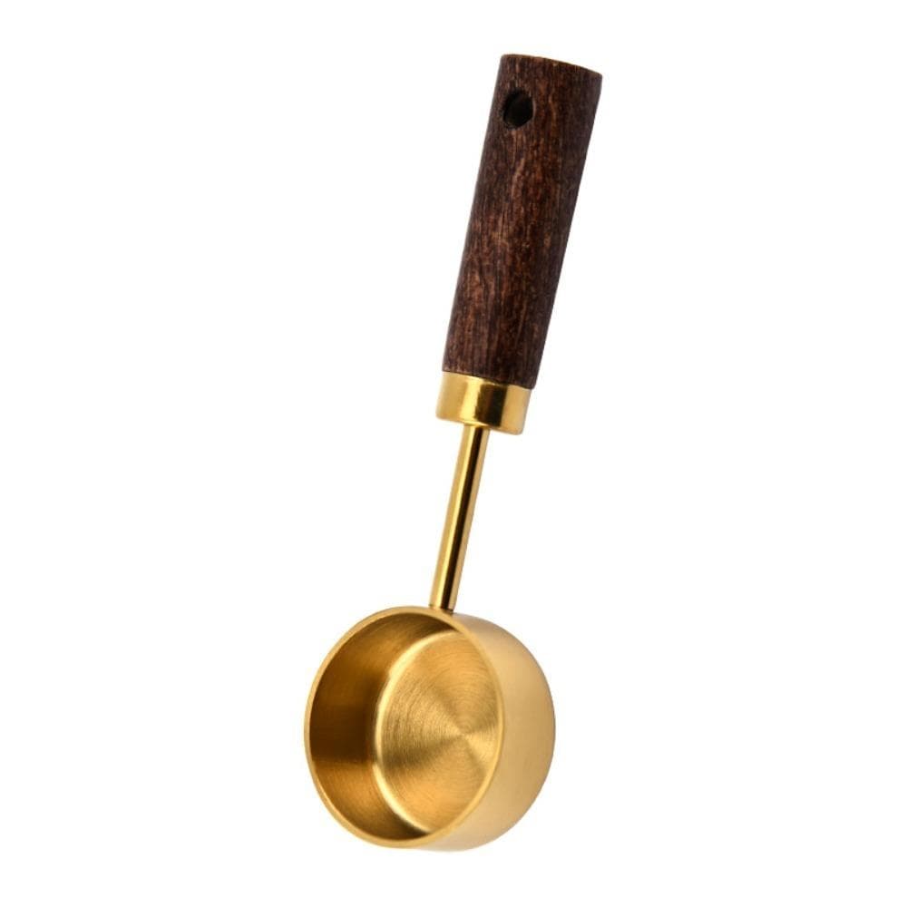 Wooden Handle Stainless Steel Measuring Spoon 10ml Tool Household Coffee Powder Milk Powder Measuring Spoon gold