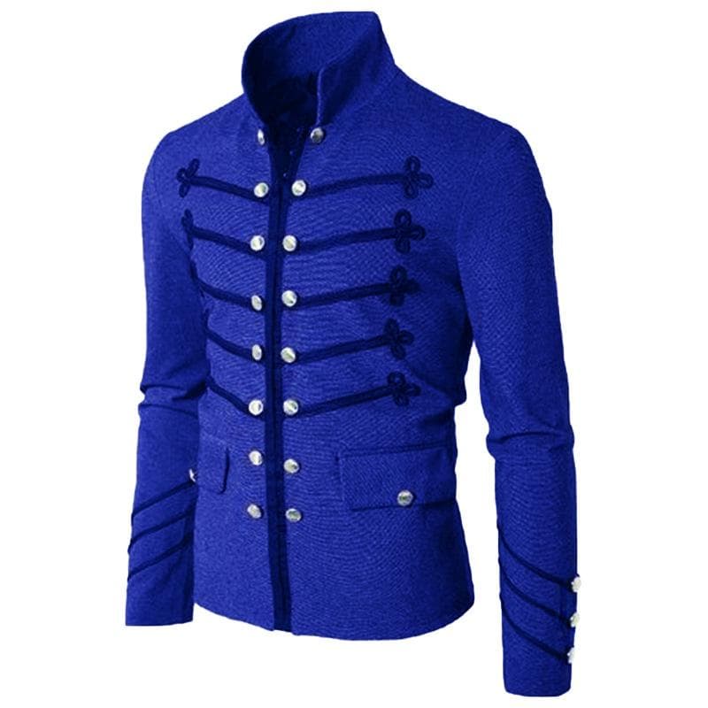 Vintage Men's Double Breasted Steampunk Jacket For Medieval Cosplay Events L blue