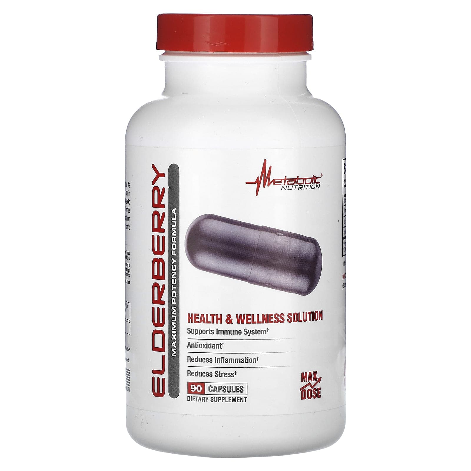 Metabolic Nutrition, Elderberry, Maximum Potency Formula, 90 Capsules