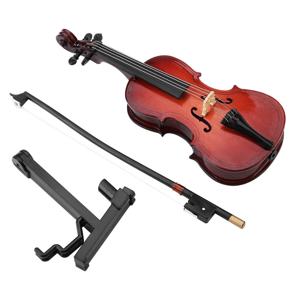 5.5in Wooden Miniature Cello Replica with Case Instrument Model Musical Gifts Ornaments