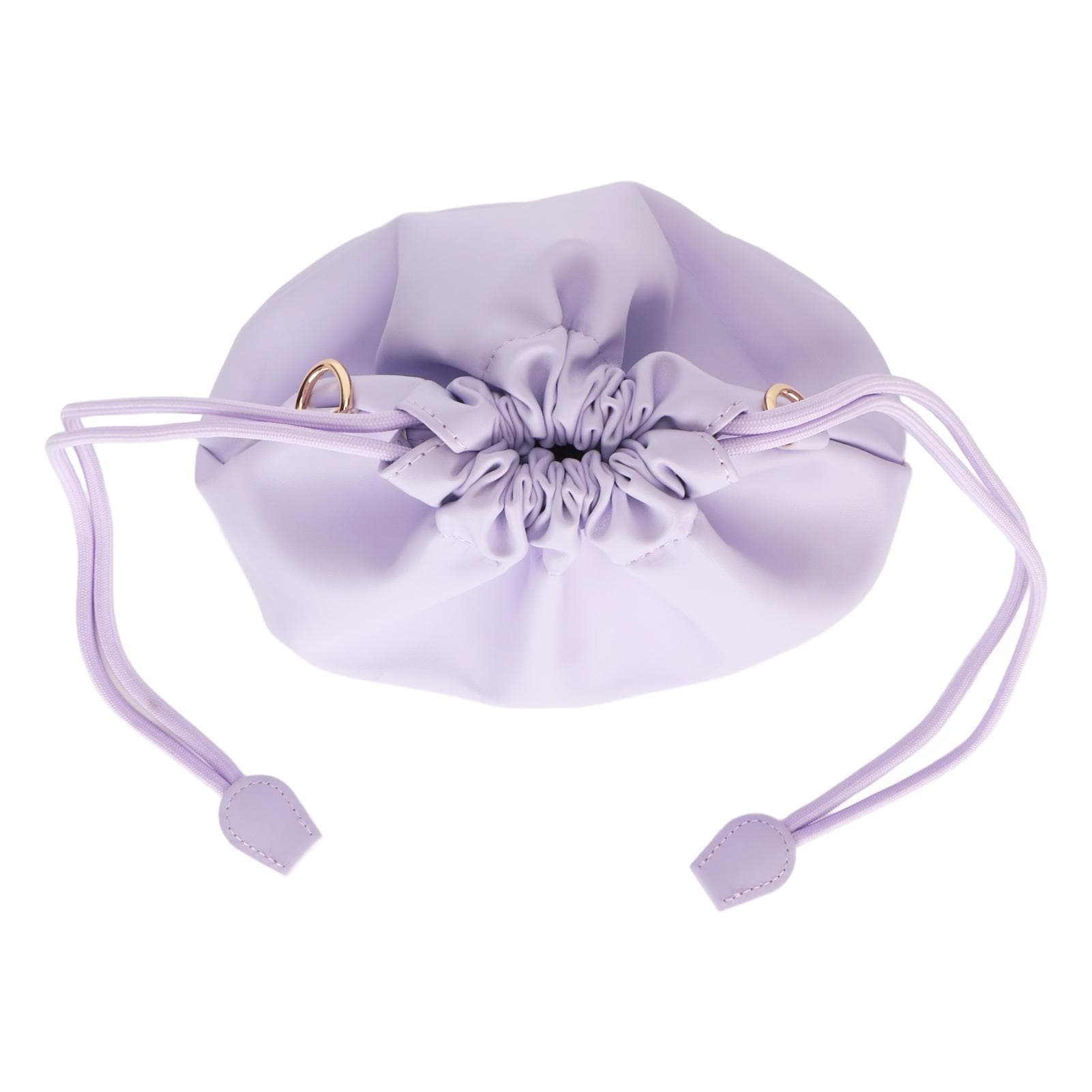 Camera PU Leather Drawstring Pouch Bag Waterproof Portable PU Leather Camera Bag Case with Shoulder purple