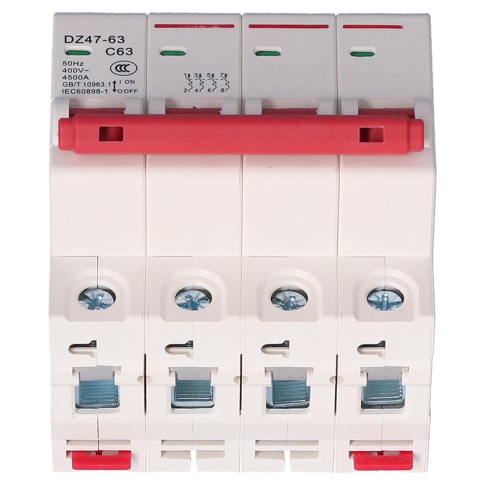 Circuit Breaker 4P Mini Air Switch MCB Overload Short Protection 400V for Household63A