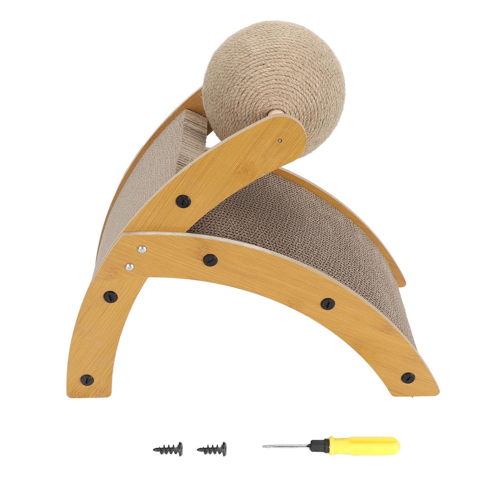 Cat Scratcher Cat Scratch Pad with Rotatable Ball Vertical Curved Cat Scratching Pad Cardboard for