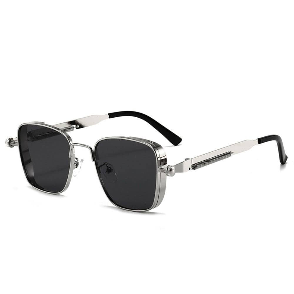 Punk Metal Frame Sunglasses Anti UV 400 Protection Black Retro Shades for Travel Street Fashion Eye Wear