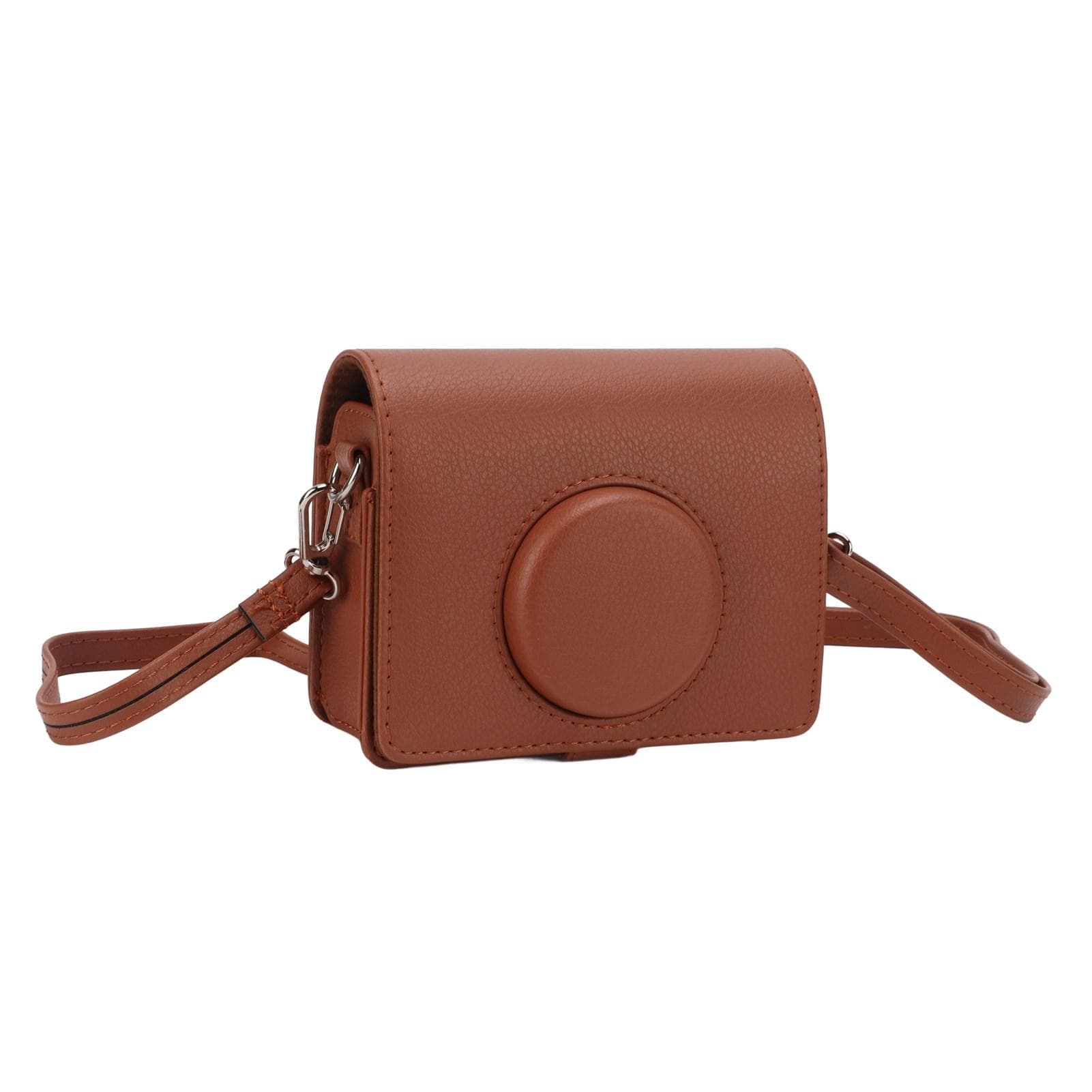 Camera Case Fashion PU Leather Protection Bag with Shoulder Strap for Fuji Instax Mini Evo Camera brown