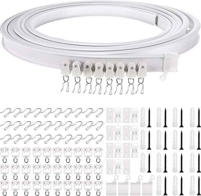 Curtain Track Set Home Ceiling 5m Top Mount Bendable Window Rod Track Suitable for Straight Curve white