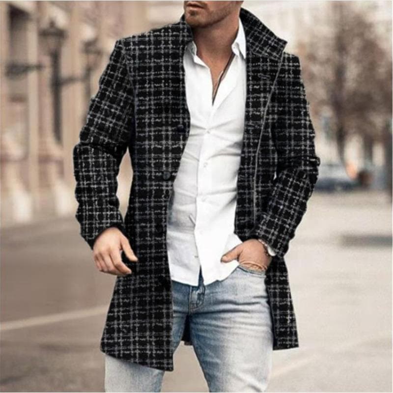 Plaid Men's Coat Coat Woolen 4XL