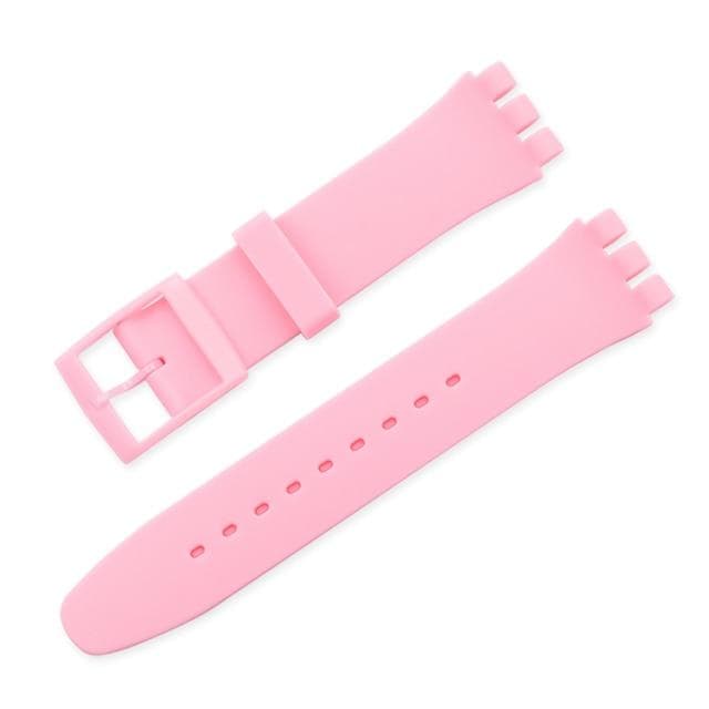 Silicone Watchband Strap for Swatch Watch Band 12mm 16mm 17mm 19mm 20mm Waterproof Rubber Wrist Bracelet Accessories With Tools 12mm light pink