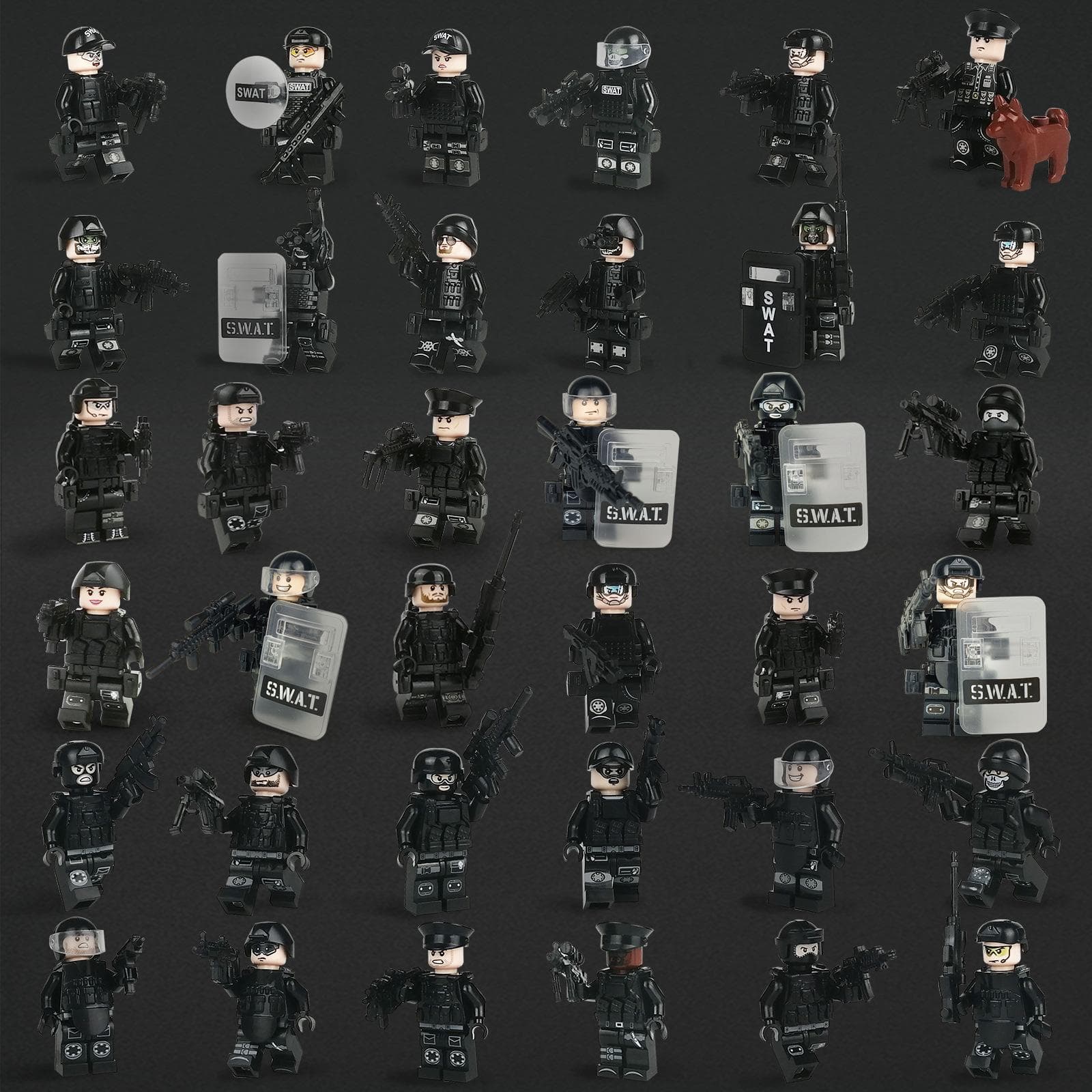 Special Forces Black SWAT Doll Building Blocks for Children Building Toy Gift