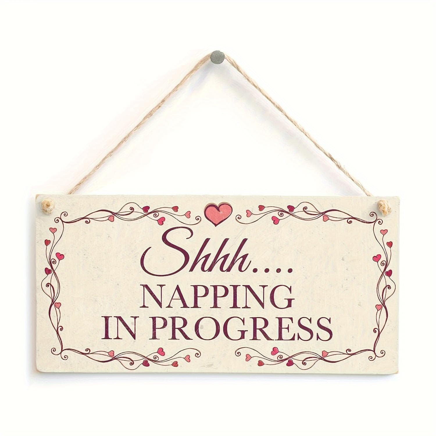 1pc Shhh. Napping In Progress - Beautiful Taking A Nap Notice Plaque , 10x5 Inches Wooden Hanging Plaque Gift. Pack of 1