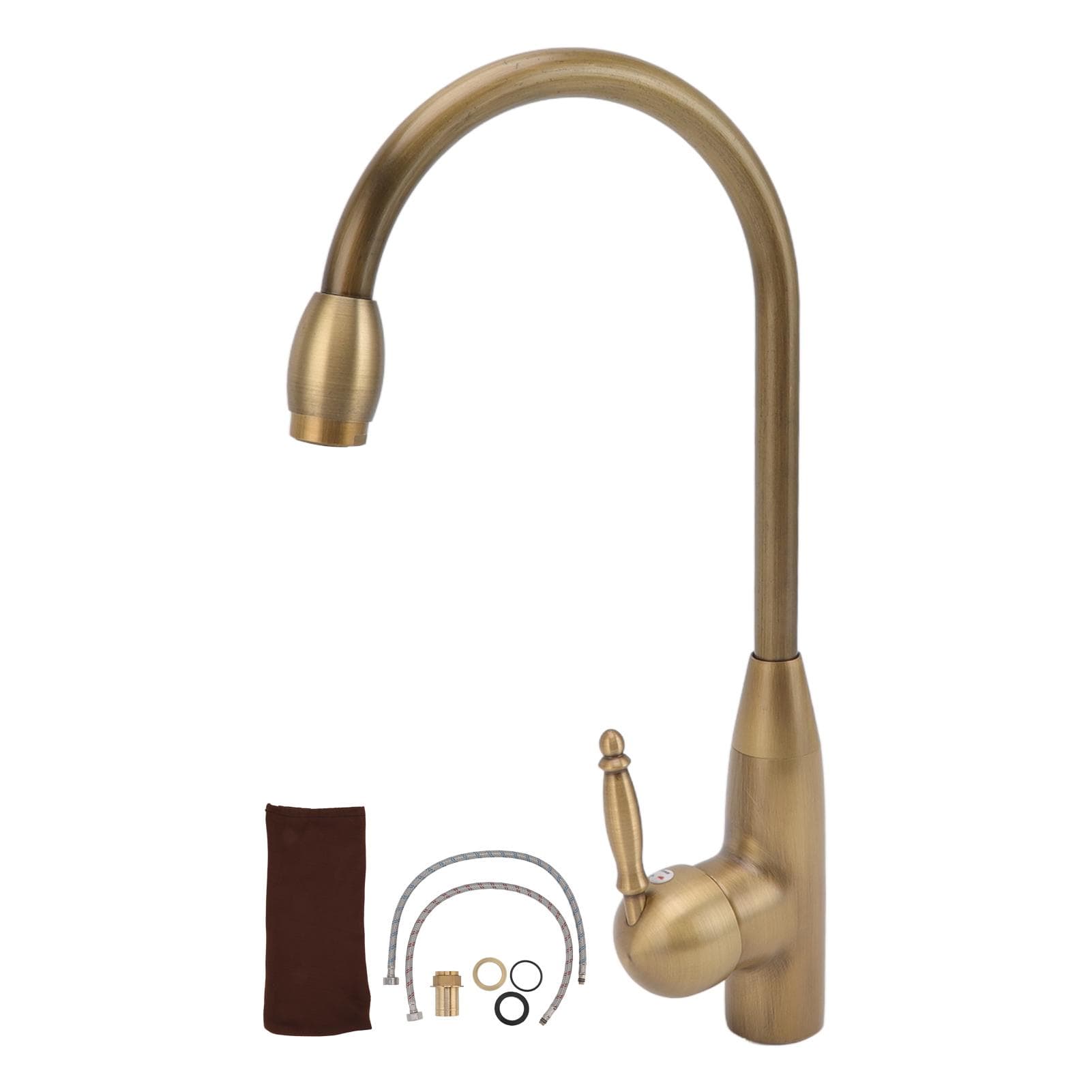 Antique Brass Bathroom Faucet Single Handle Pull Down Kitchen Faucet Hot Cold Water Tap Antique