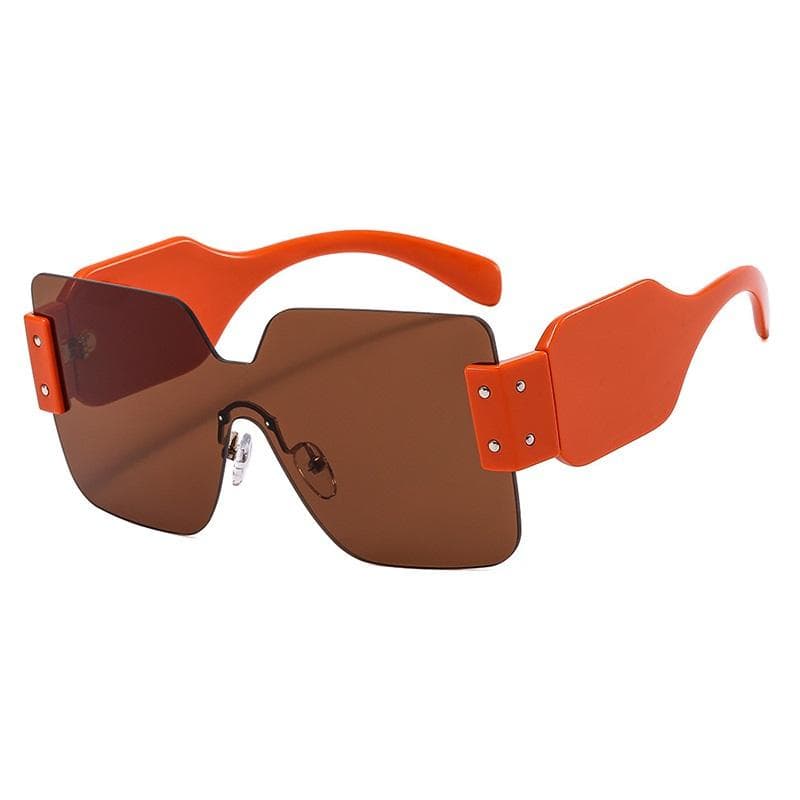 Vintage Rimless Square Sunglasses UV400 Protection Wide Leg Big Frame Unisex Luxury Brand Shades Oculos Gafas De Sol as picture
