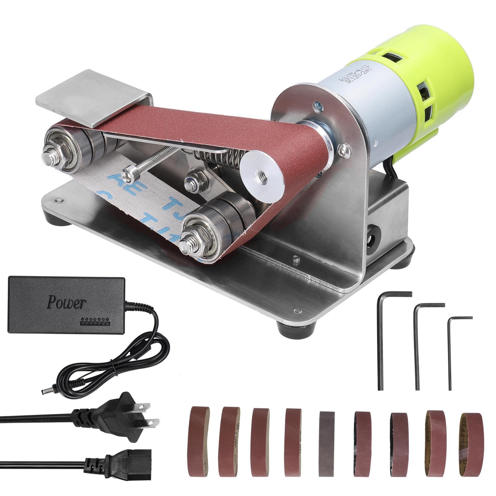 Multifunctional Grinder Mini Electric Belt Sander DIY Polishing Grinding Machine Cutter Edges US Plug multicolour