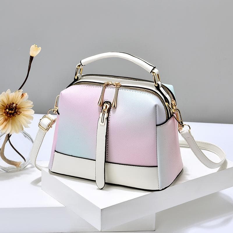 Spring and Summer Ins Texture Multicolor Small Bag Women's 2022 New Fashion Texture Niche Single Shoulder Messenger Bag 23x12x16cm white
