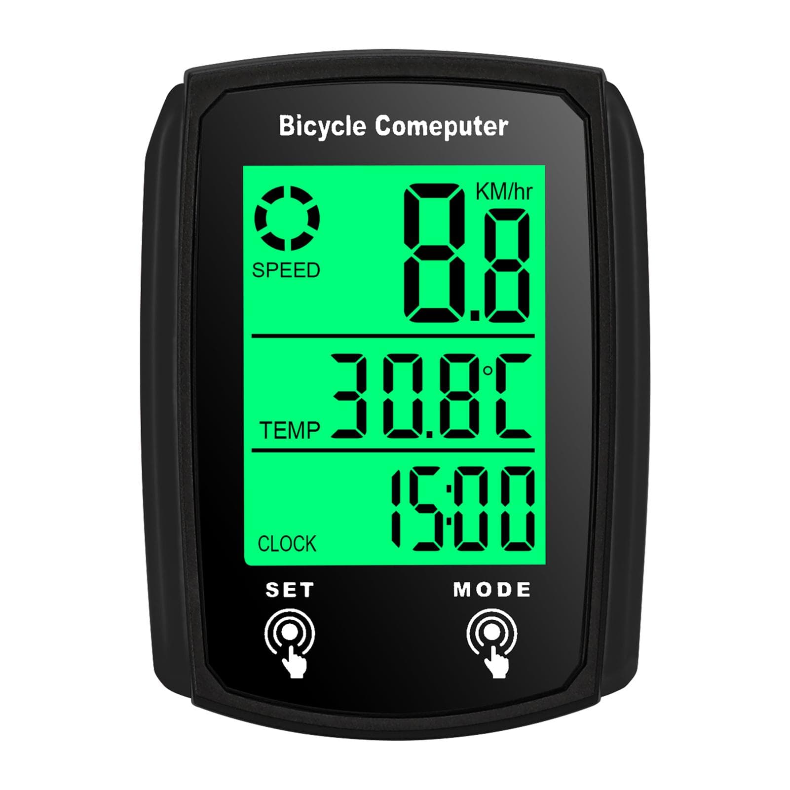 Wired Bike Computer 19 Functions Touch Bike Speedometer Odometer Waterproof Bicycle Computer with black