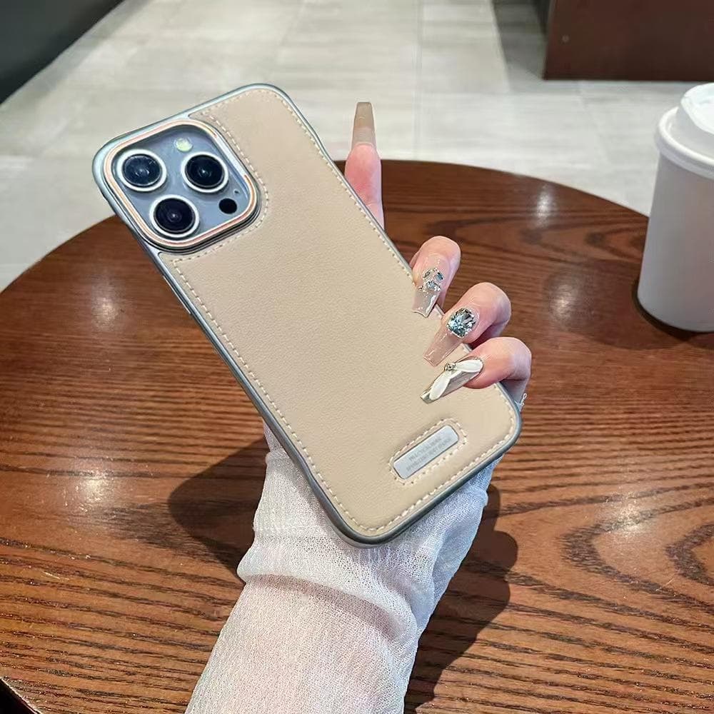Frameless Leather Magnetic Case Suitable for IPhone16 Leather Hardware Frame Apple 15/14 Advanced Protective Case Apple 16Plus