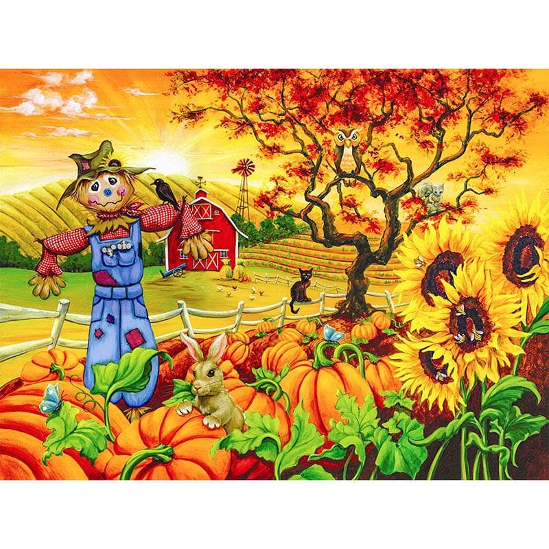 Diamond Embroidery Diamond Painting Cross Stitch Rhinestones Full Round Diamond Scarecrown & Pumpkin 20X30CM