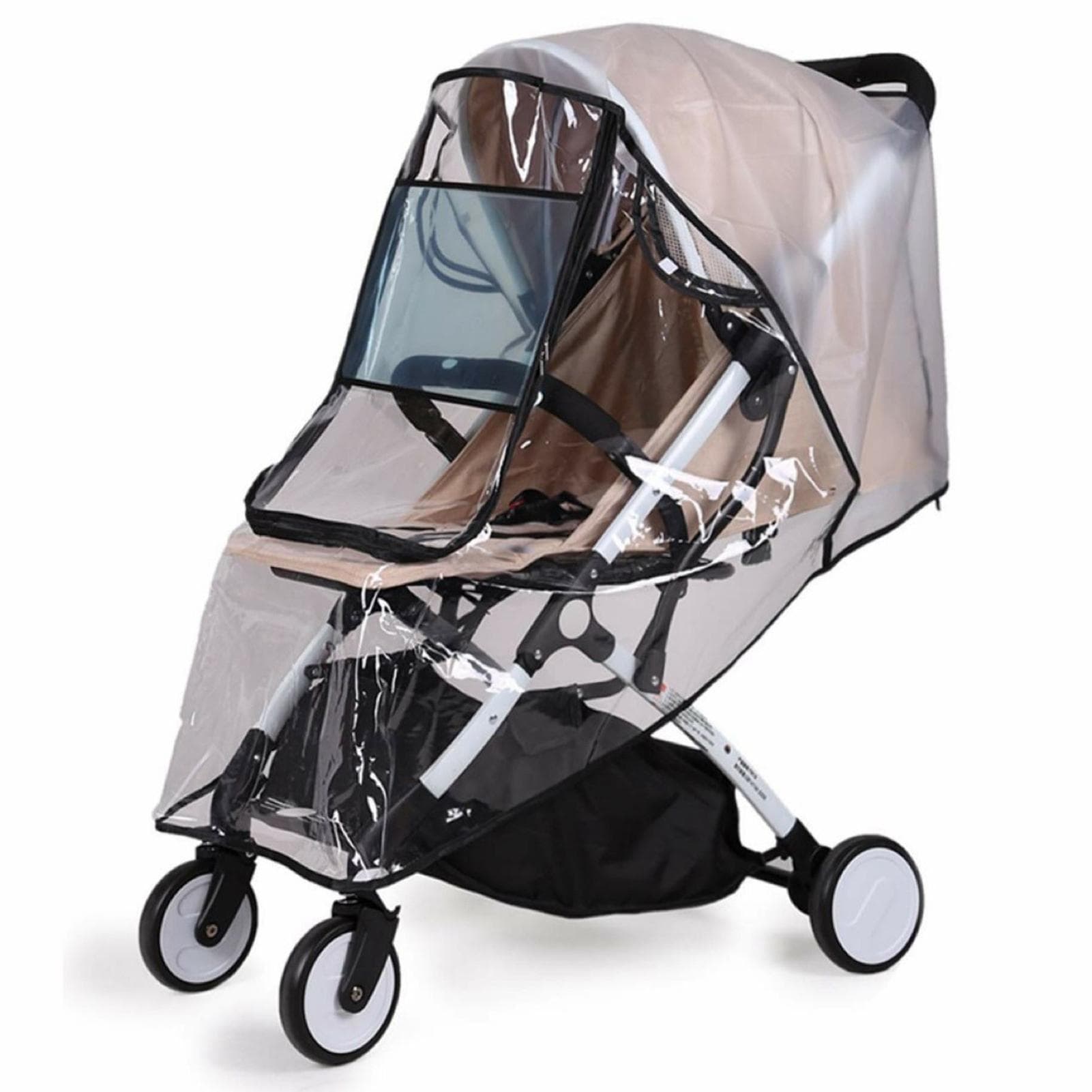 Baby Stroller Rain Cover Transparent Adjustable Shockproof Windproof Cover for Stroller Black black