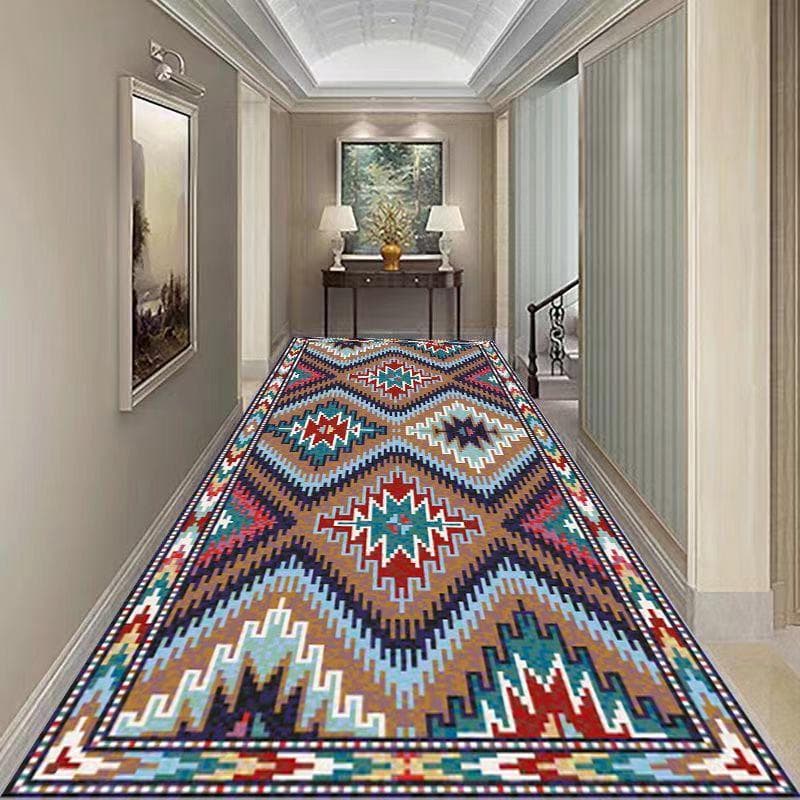 Corridor Carpet Ethnic Style Retro Home Decoration Entry Mat Living Room Bedroom Hotel Lounge Passage Non-slip Large Area Rug 90x400cm