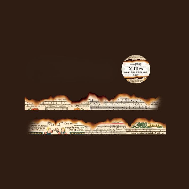 2.5 x 300cm Vintage Burned Mark Washi Tape Retro Burning Masking Tape for Collage Junk Journal Scrapbooking DIY