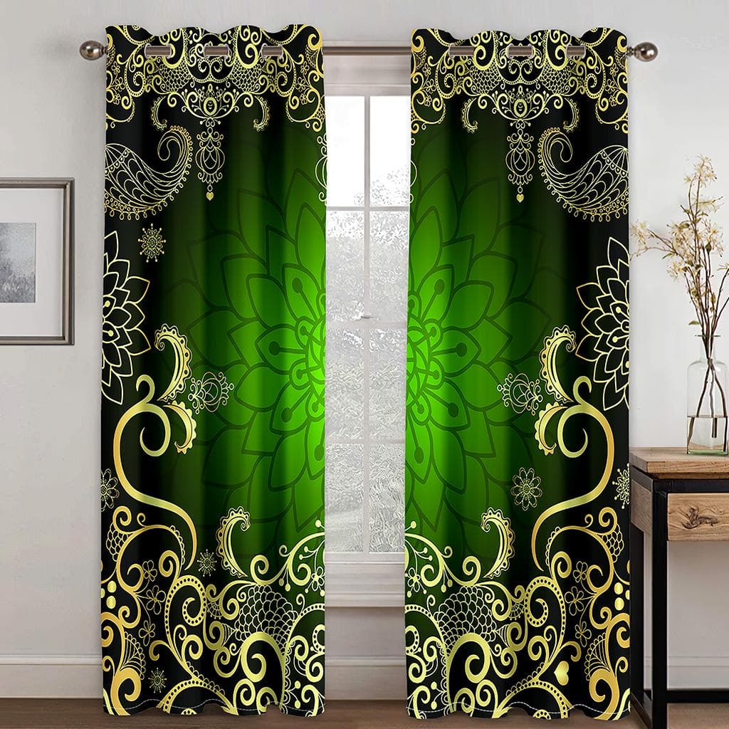 Cheap Custom Big Size Red Elegant Boho Baroque 2 Pieces Thin Curtains for Living Room Bedroom Window Drapes Decor Free Shipping W60H150(CM)x2&Grommet Top