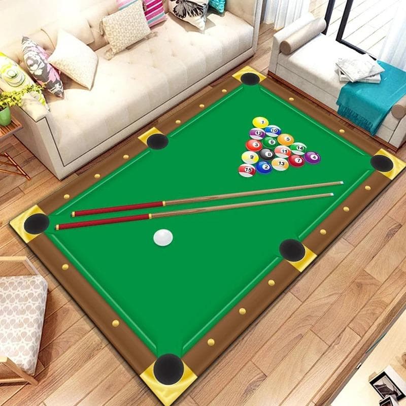 3D Colorful Snooker Billiard Carpet Ball Sports Carpets for Living Room Bedroom Decor Floor Rug Bathroom Area Non-Slip Door Mat 40x60cm