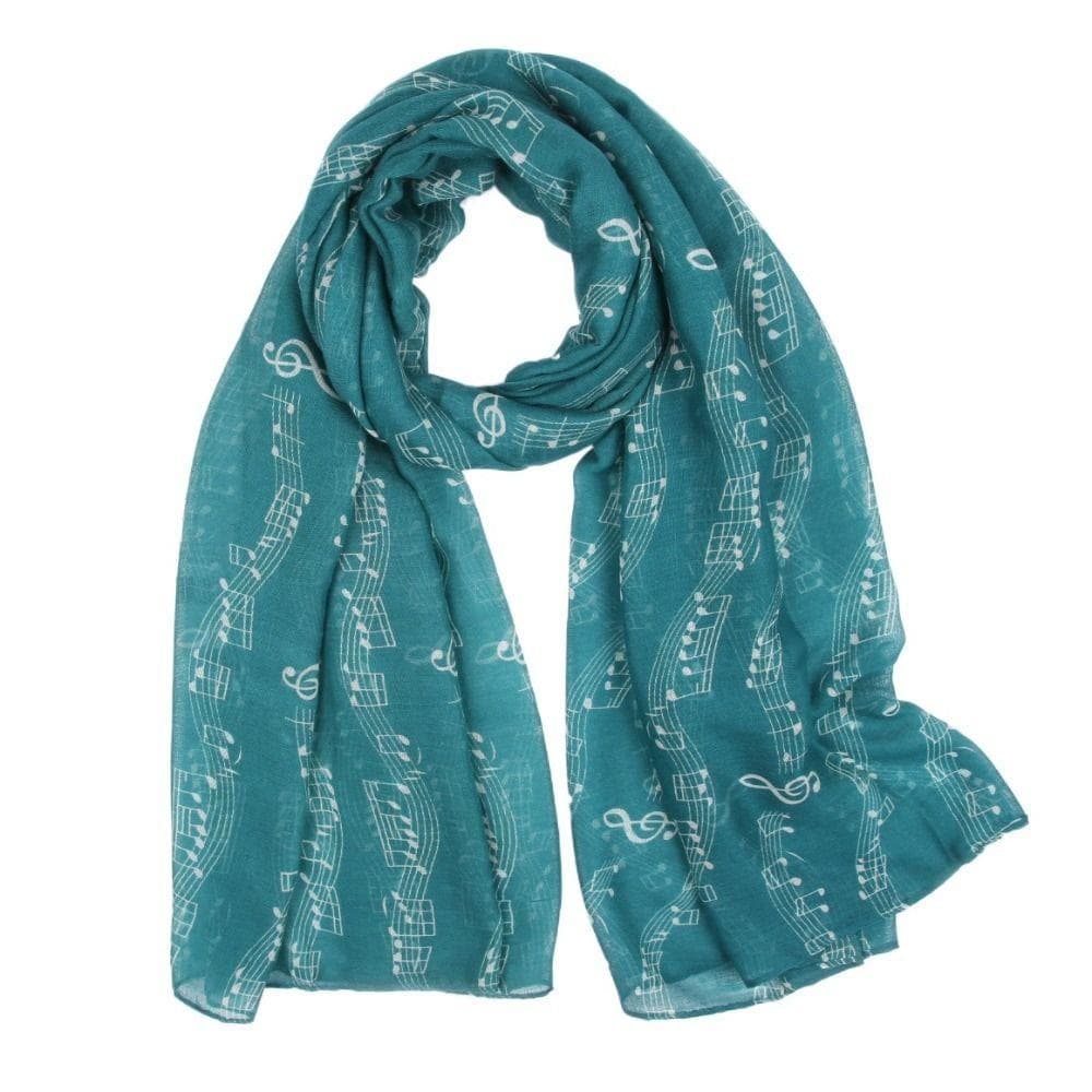 180*80cm Musical Note Print Scarf Colorful Musical Note Floral Wrap Ladies green