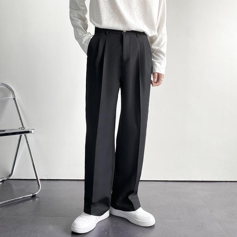 Men's Korean Wide-Leg Casual Suit Trousers 34 black